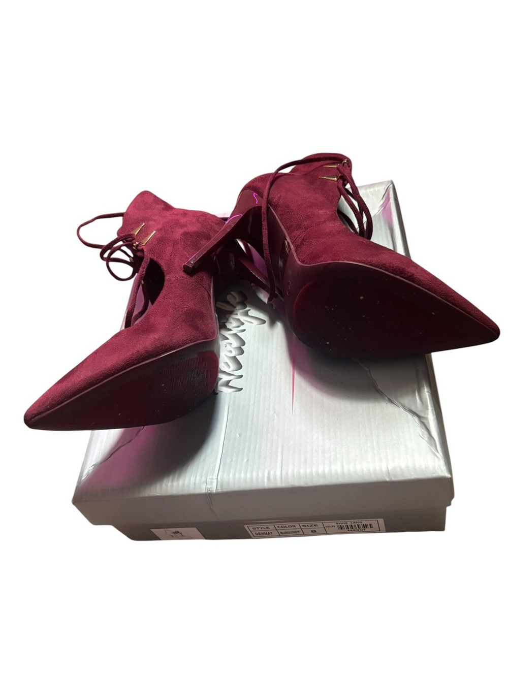 Freestyle Wine Burgundy Pointed-Toe Lace-Up Heels